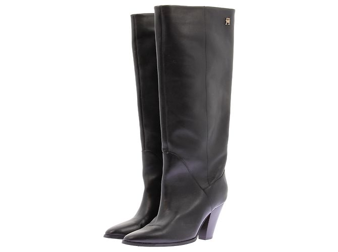 Botas de cuero negras Tommy Hilfiger Talla 38 Negro