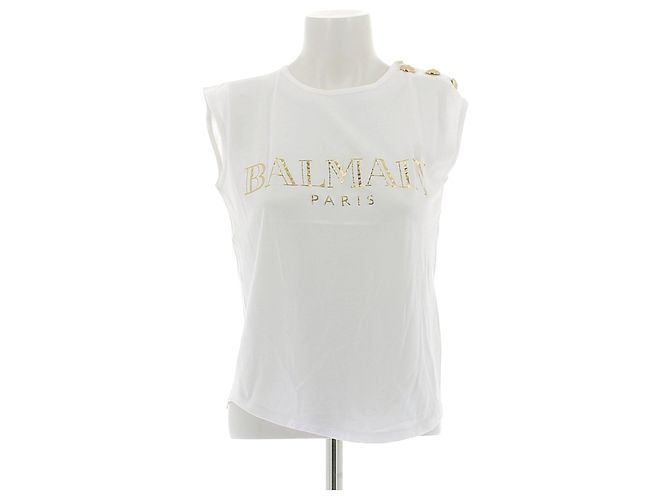 Balmain White Cotton Tank Top