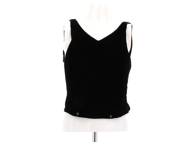 Top corto in velluto nero Giorgio Armani
