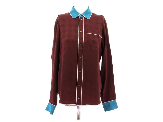 Pierre Louis Mascia Camisa de seda burdeos
