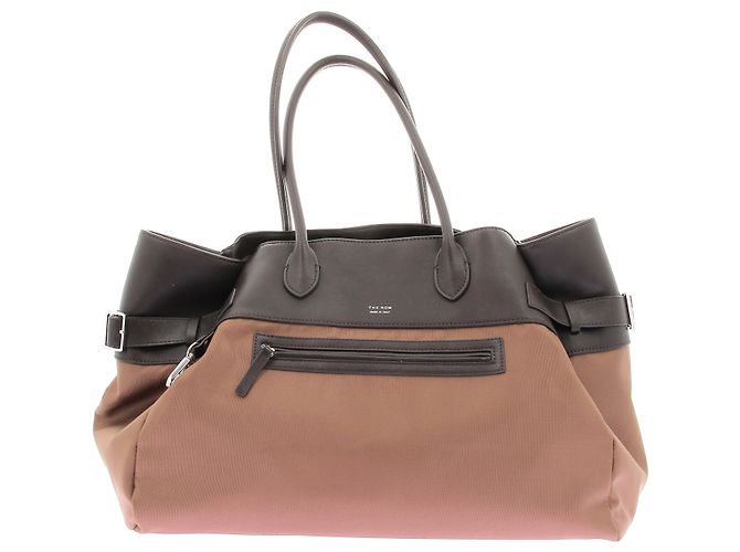 The row Bolsa bimaterial "Margaux" Marrom