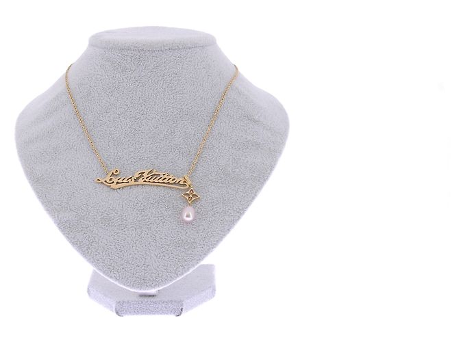 Louis Vuitton Collana pendente in oro giallo, diamanti e perle D'oro