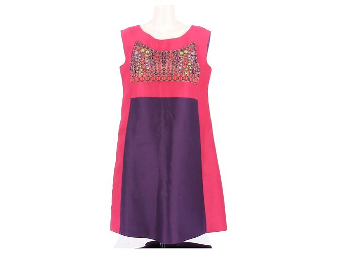 Alberta Ferretti Bicolor Kurzes Kleid mit Strass Pink