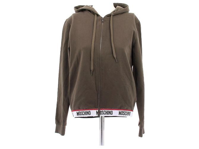 Moschino Moletom com zíper e capuz verde-oliva Caqui