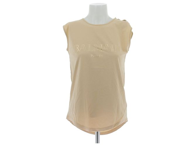Balmain Tanktop aus Baumwolle Camel Größe 38 Kamel