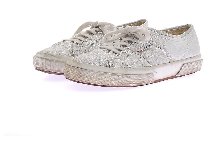 Baskets Superga en toile argentée pailletée 39.5