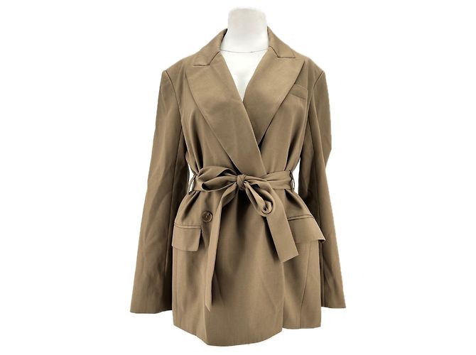 Autre Marque Blazer HEIRLOME de lã caqui com cinto