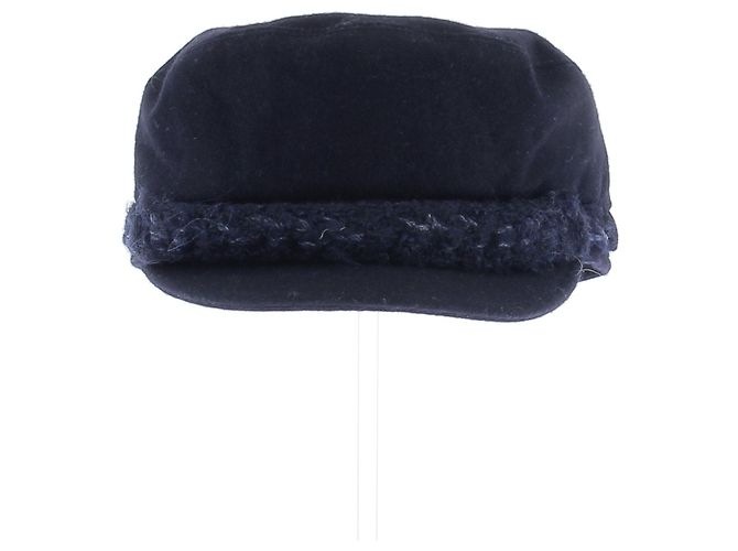 Chanel Gavroche Hat Navy Blue Wool