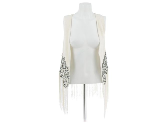 Balmain Ärmellose Weste mit Stickereien Kamel