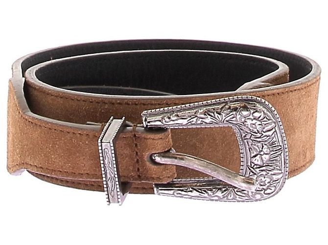 Cintura Saint Laurent in camoscio marrone 90 cm