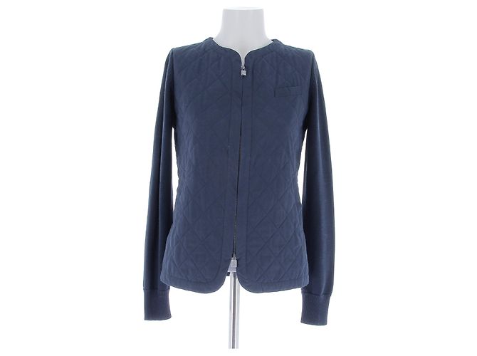Loro Piana Gesteppte Zip-Jacke Marineblau Größe 38
