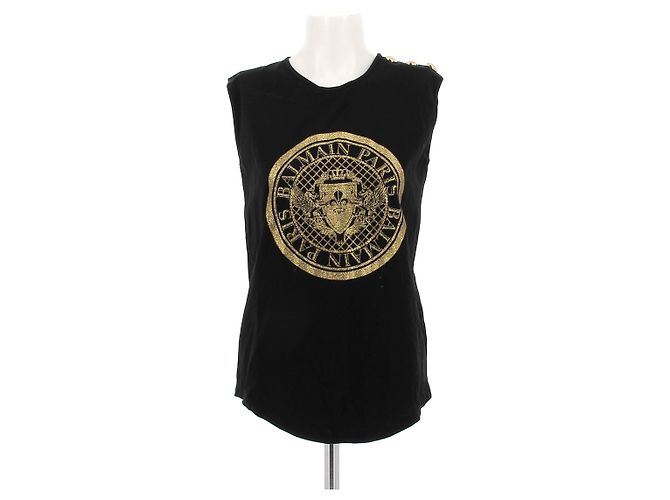 Balmain Tanktop aus Baumwolle schwarz
