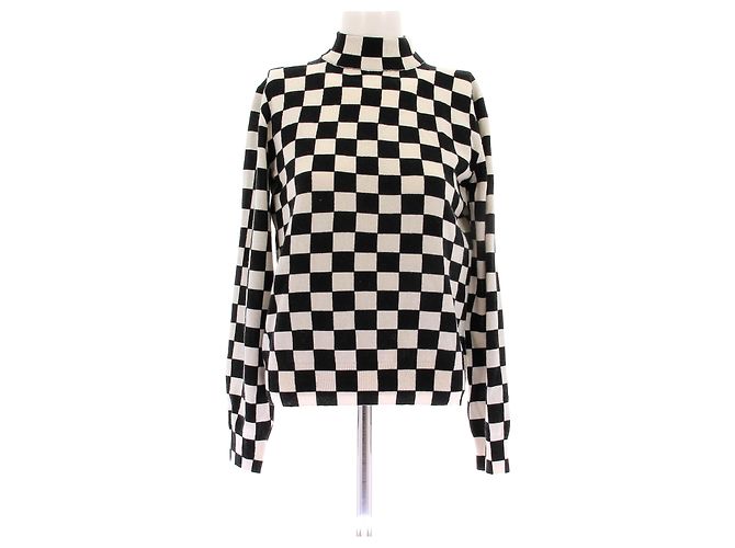 Céline Wollpullover Karomuster Schwarz 