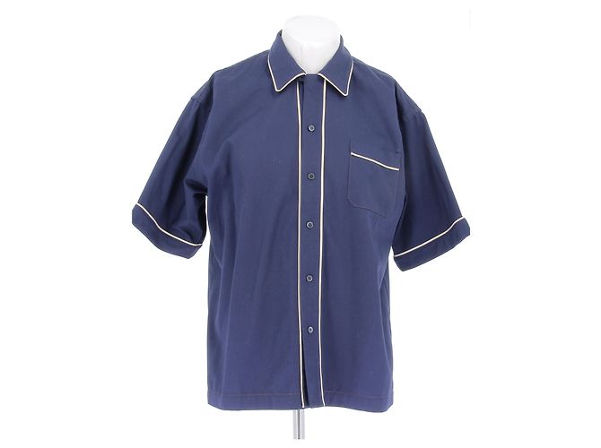 Camicia Marni a maniche corte blu navy in cotone