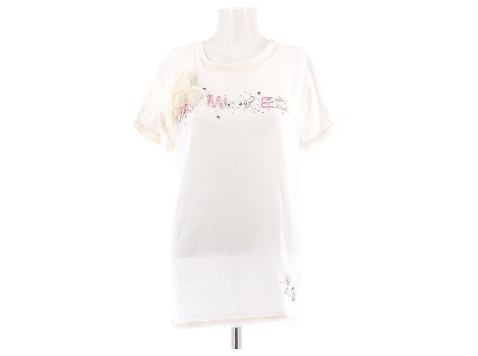 Camiseta branca Lanvin de algodão com contas Branco