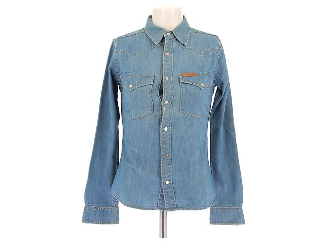 Camicia in denim blu Paco Rabanne XS