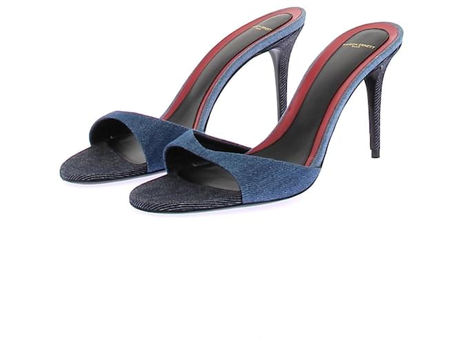 Autre Marque Mules à talons en denim Blue Leather  ref.2212510