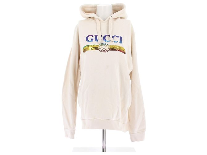Gucci Beige Kapuzenpullover mit Strass Kamel 