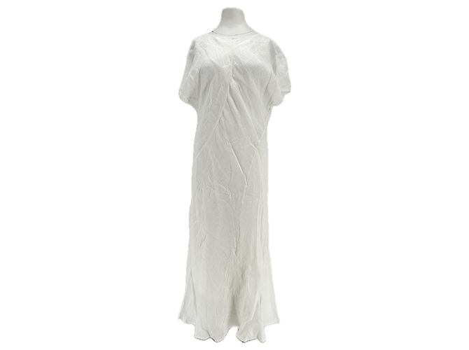 Massimo Dutti Vestido de lino blanco