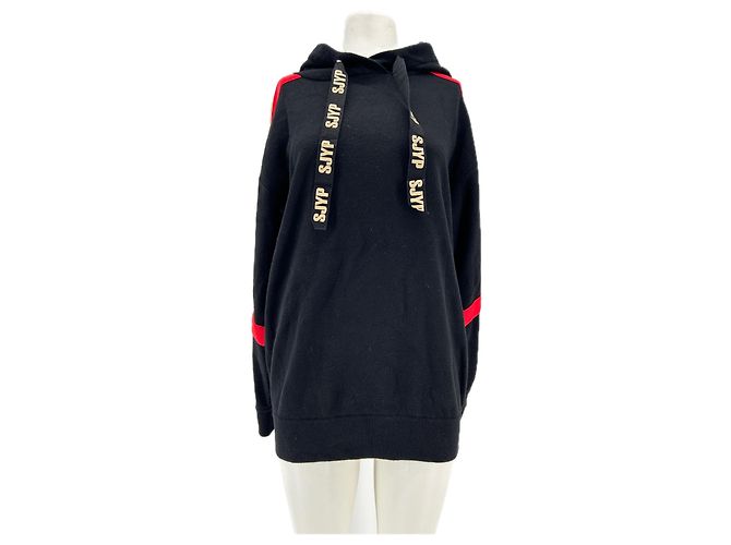 Autre Marque Sudadera SJYP negra con rayas beige y rojas Negro