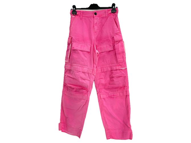 Autre Marque DARKPARK Cargo Hose Fuchsia Rosa Baumwolle Pink