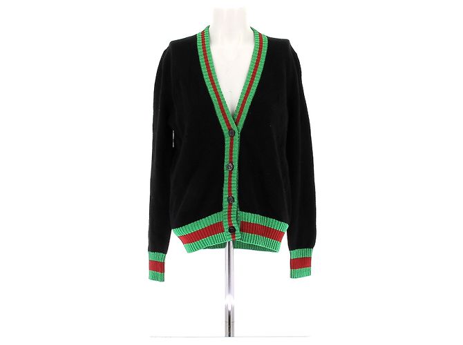 Gucci Schwarze und grüne Strickjacke