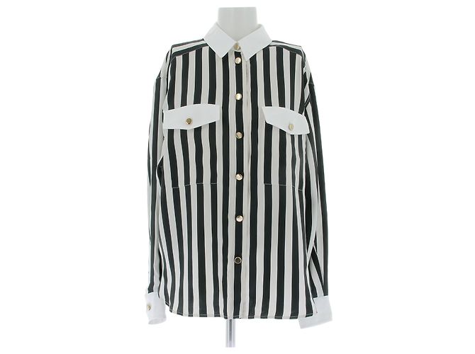 Saint Laurent Camicia di seta a righe Nero