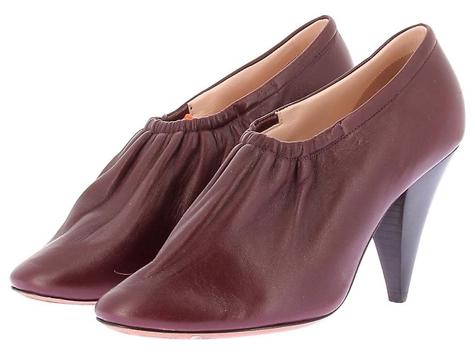 Céline Bordeauxfarbene Lederpumps 