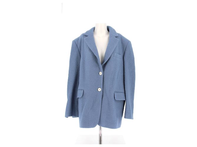 Autre Marque Monday Artwork Blue Wool Blazer