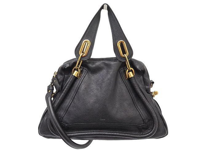 Chloé BORSA CHLOE PARATY MEDIUM 8HS891 IN PELLE GRAIN NERA