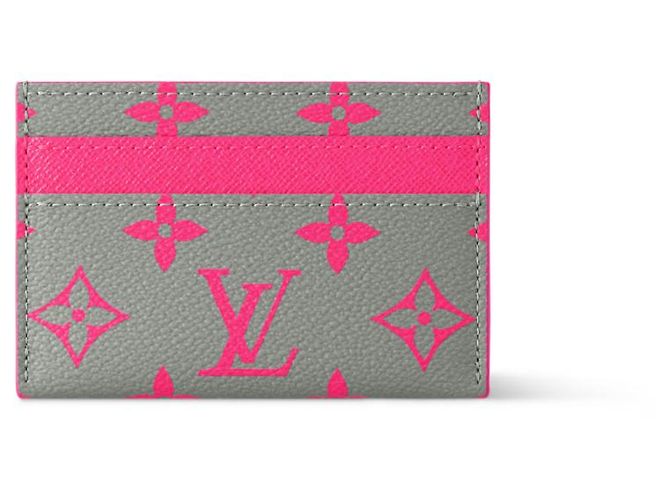Louis Vuitton Monogram Double Card Holder Pink Grey