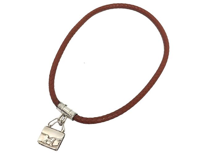 Colar Choker Constance da Hermès Marrom Prata