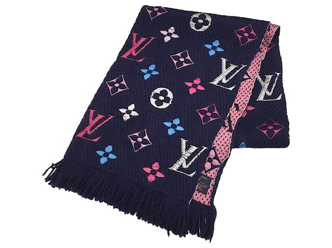 Louis Vuitton Echarpe Mania Rainbow Scarf Navy blue Silk Wool  ref.2213800
