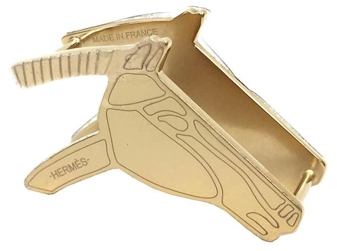 Ring Hermès Anneau de foulard en tête de cheval Hermes Doré  ref.2213838