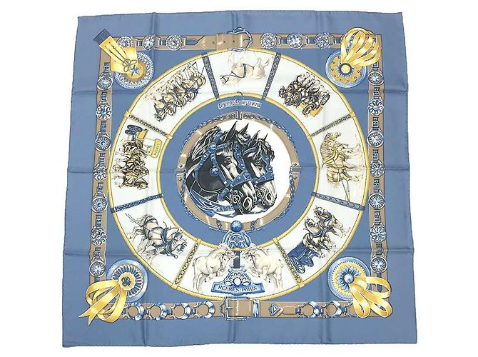 Hermès Sciarpa in seta blu Hermes 
