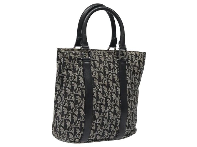 Christian Dior Trotter Canvas Handtasche Schwarz Silber Authentisch bs25227