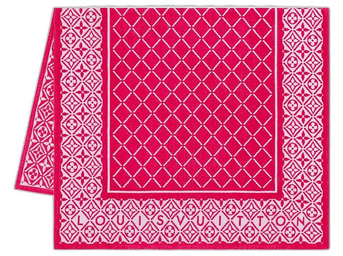 Toalla de playa Louis Vuitton Monogram flor rosa algodón