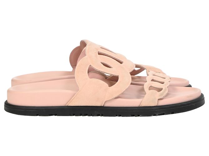 Sandali Extra Hermès in Suede Rosa Marrone