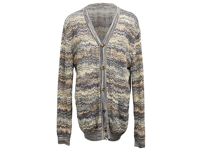 Missoni Zigzag Buttoned Cardigan in Multicolor Wool Multiple colors