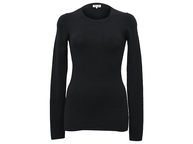 Schwarzer Wollpullover mit Rückenausschnitt von Diane Von Furstenberg