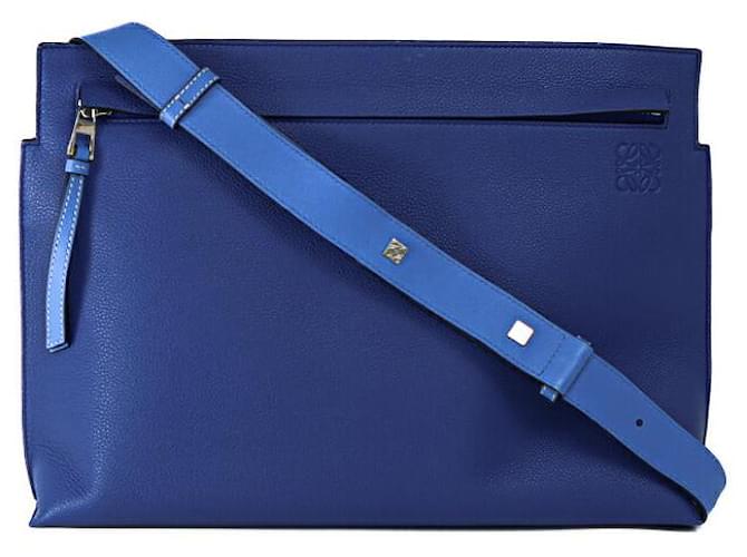 Loewe Calf Leather T Messenger Shoulder Bag Blue Pony-style calfskin  ref.2215219