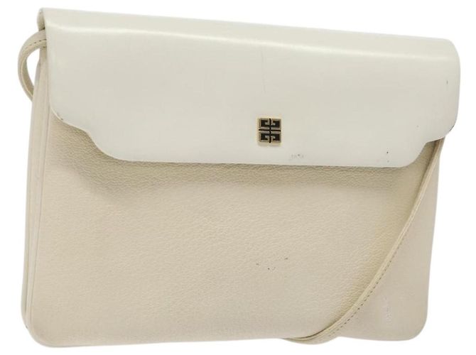 GIVENCHY Shoulder Bag Leather White Gold Auth BA1549 Golden