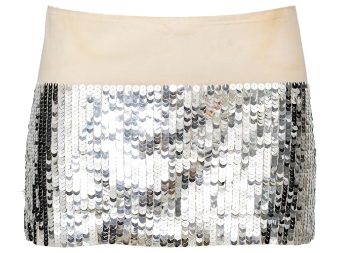 Autre Marque Future Classics Sequin Mini Skirt Eggshell Cotton  ref.2216258