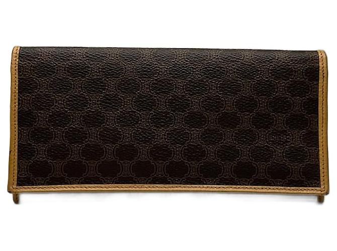 Céline Vintage Celine Paris leather monogram Card Holder Brown