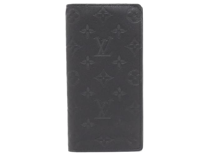 Louis Vuitton Monogram Shadow Portefeuille Brazza Wallet Black Leather  ref.2216470