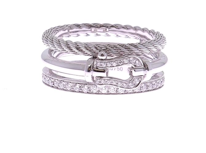 Fred Bague "Force 10 Rise" en or blanc et diamants Silvery White gold  ref.2216914