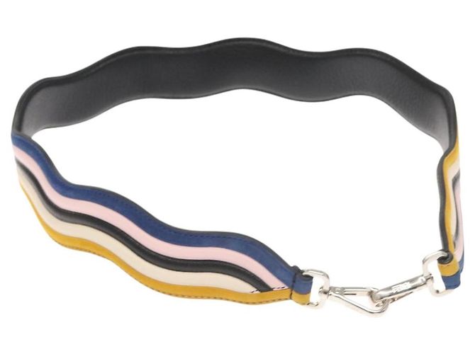 FENDI Sangle Vous Sangle Épaule Cuir Noir Jaune Auth hk2496