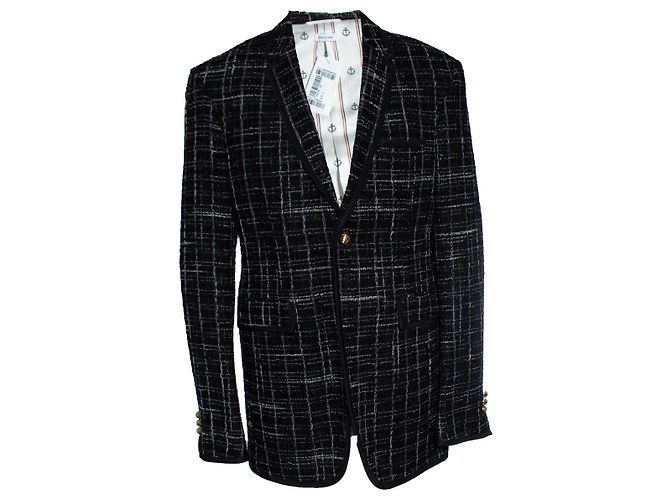 Chaqueta de tweed negra Thom Browne Negro