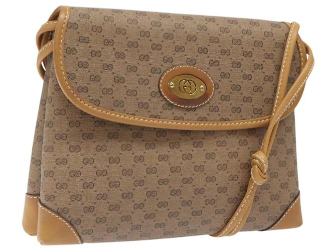 Borsa a Spalla Micro GG Supreme Gucci Beige Oro 007 92 5548 Auth BA1398 D'oro