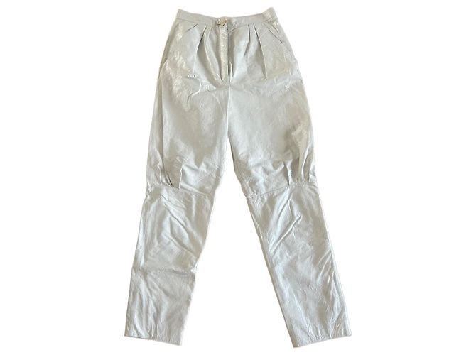 Chanel Leder Karottenhose Ecru Roh